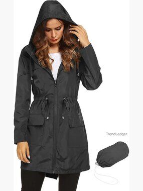 Waterproof Lightweight Rain Jacket Hooded Active Outdoor Raincoat Women